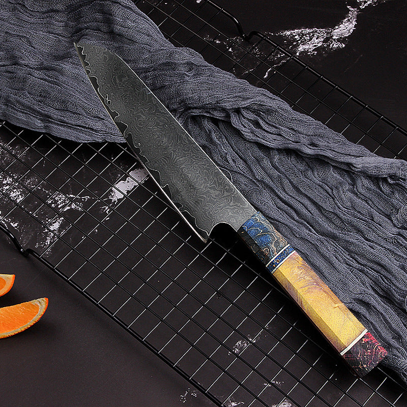 Blue Aurora Damascus Steel Chef's Knife